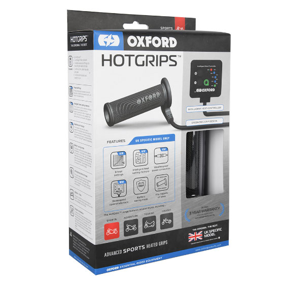 Oxford heated motorcycle grips in their box
