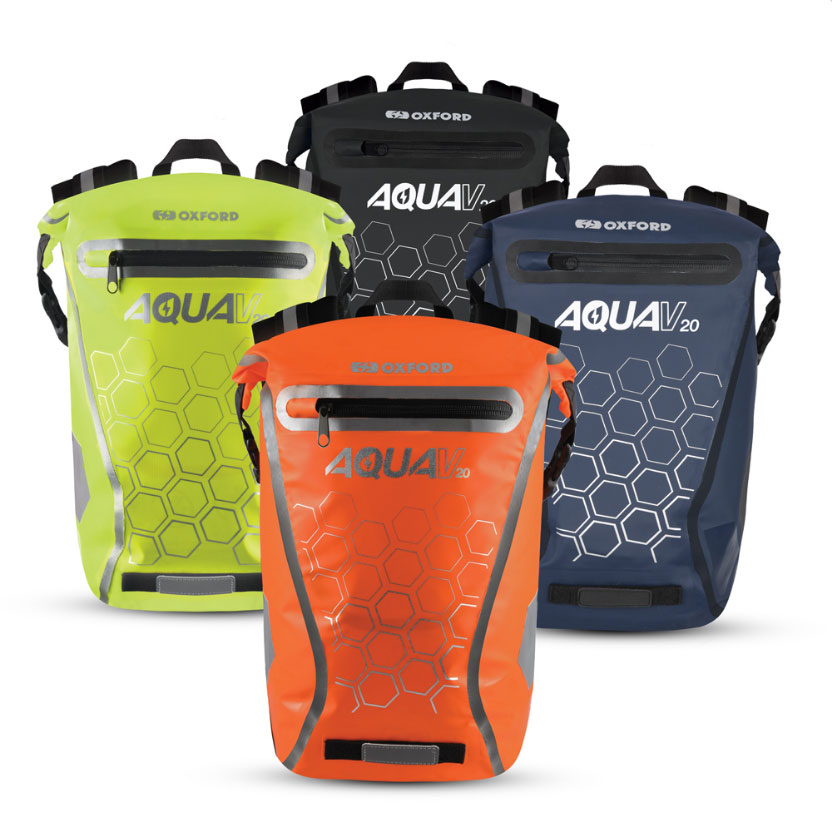 Oxford Aqua V20 20 litre motorcycle backpacks in four colourways