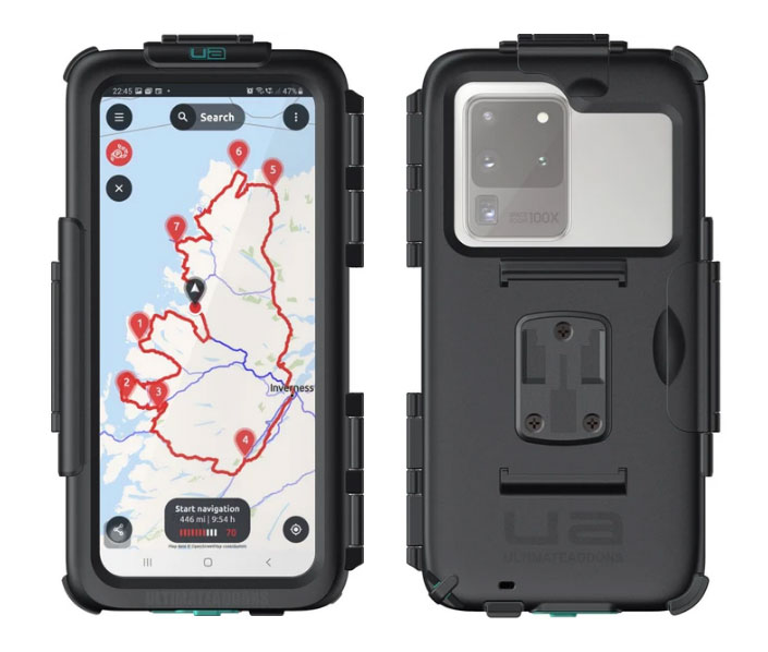 Ultimate Addons motorcycle phone case front and rear