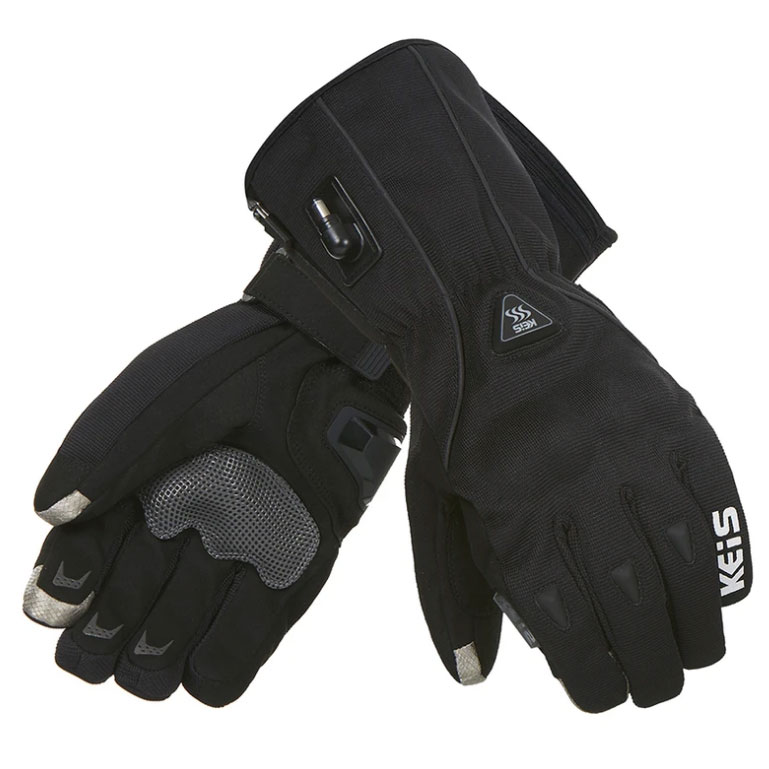 A pair of Keis G701 heated motorcycle gloves
