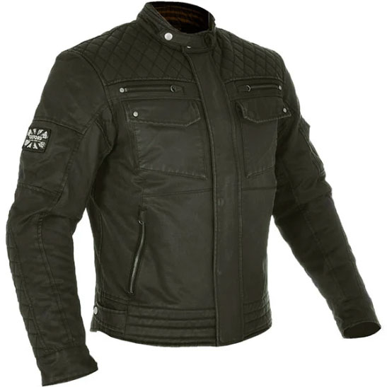 Oxford Hardy waxed waterproof motorcycle jacket in olive green